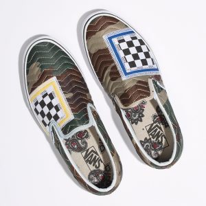 Vans Erkek Kaykay Ayakkabısı Mixed Quilting Slip-On Camo/Beyaz | 21557-794